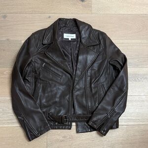 Calvin Klein Women’s Dark Brown Leather Jacket